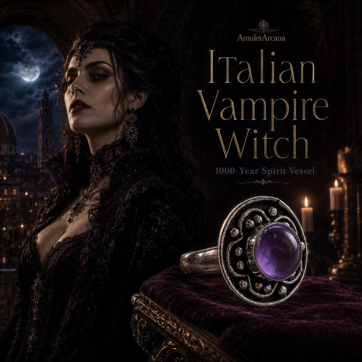 Italian Vampire Witch Spirit Vessel Ring, 1000-Year Bound Vampire Companion