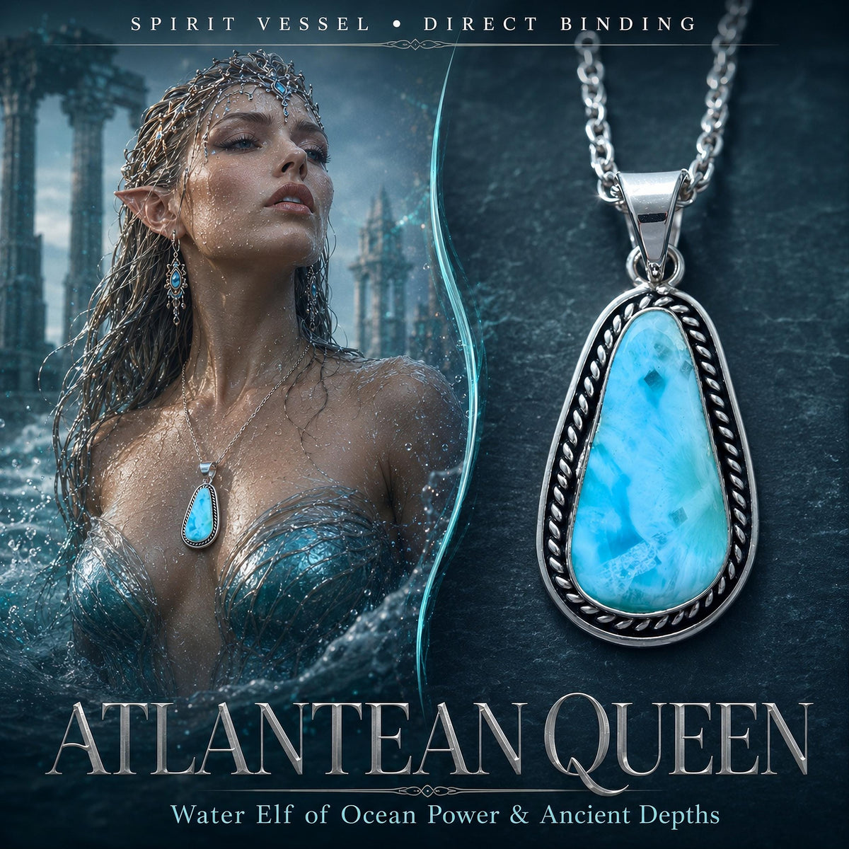 Atlantean Queen Spirit Vessel Necklace for Unshakable Inner Power, Magick Amulet