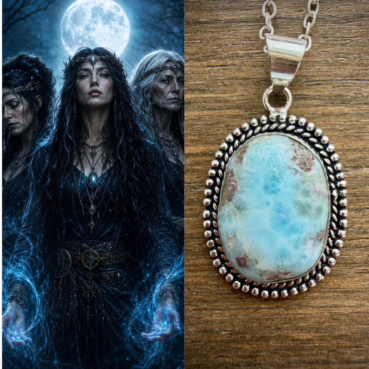 Triple Coven Spirit Necklace, Bound Three Witch Souls of Magic, Protection and Combined Power