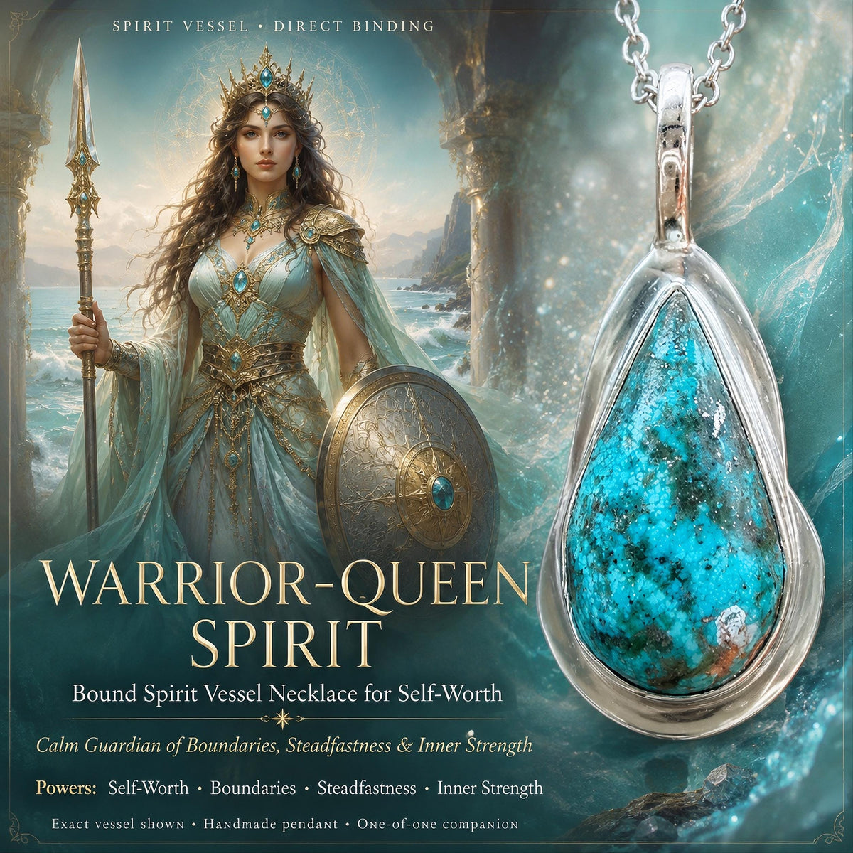 Warrior-Queen Spirit Vessel Necklace, Sovereign Spirit Companion Amulet, Occult Pendant