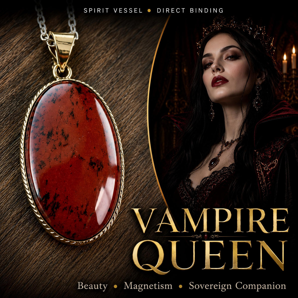 Vampire Queen Spirit Vessel Necklace for Beauty and Magnetism, Vampiric Blood-Sovereign Companion