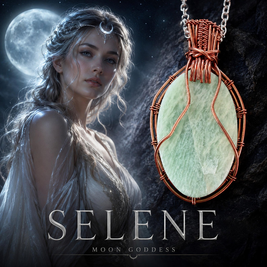 Moon Goddess Amulet Spirit Vessel Necklace, Selene Lunar Goddess Beauty Magick Pendant, Celestial Witch Jewelry, Pagan R