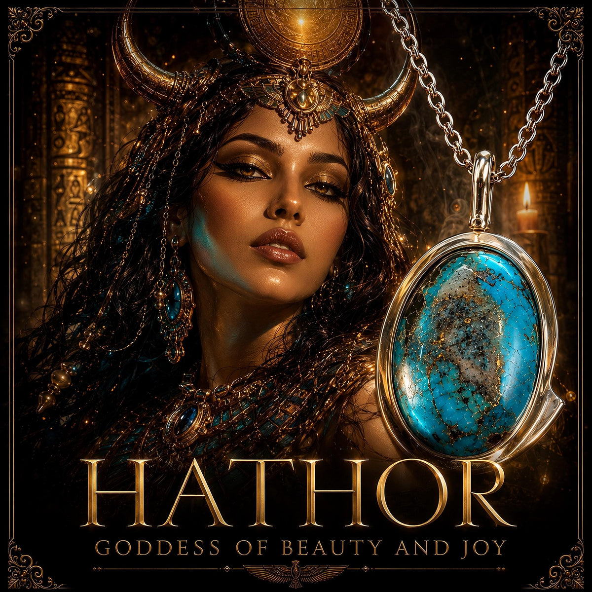 Hathor Love amulet Spirit Vessel Necklace for Beauty and Joy, Egyptian Goddess