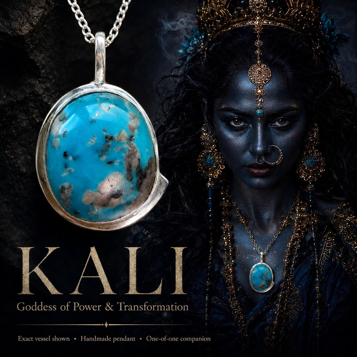 Goddess Kali Spirit Necklace: Fierce Rebirth Occult Amulet, ooak magick pendant