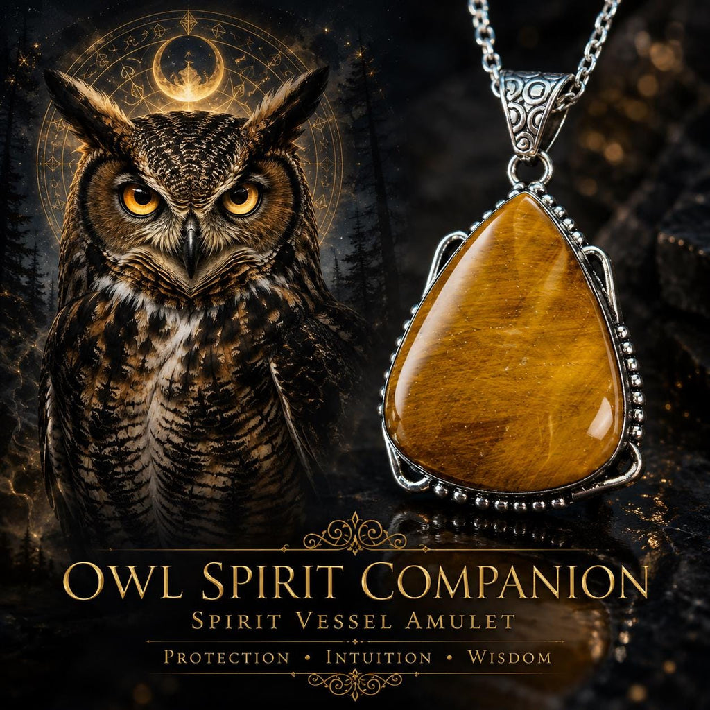 Owl Spirit Companion Tiger’s Eye Pendant — Psychic Intuition, Wisdom & Protection Amulet