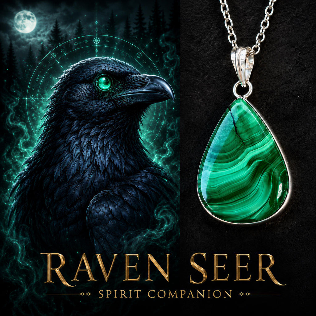 Raven Seer Spirit Companion Necklace for Psychic Powers, Omens & Third Eye