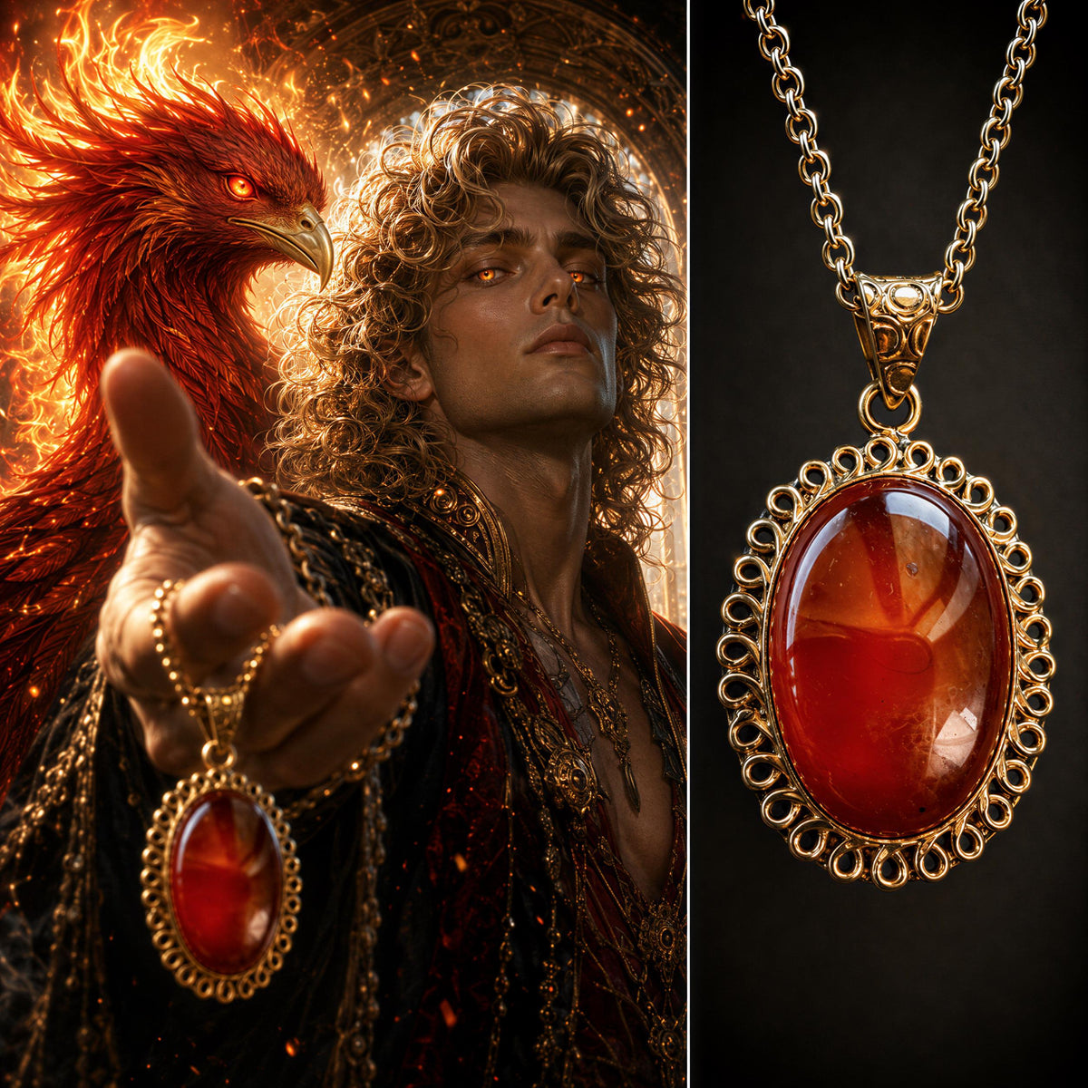 Phoenix Spirit Companion Wealth Amulet Spirit Necklace for Reinvention, Vitality & New Beginnings