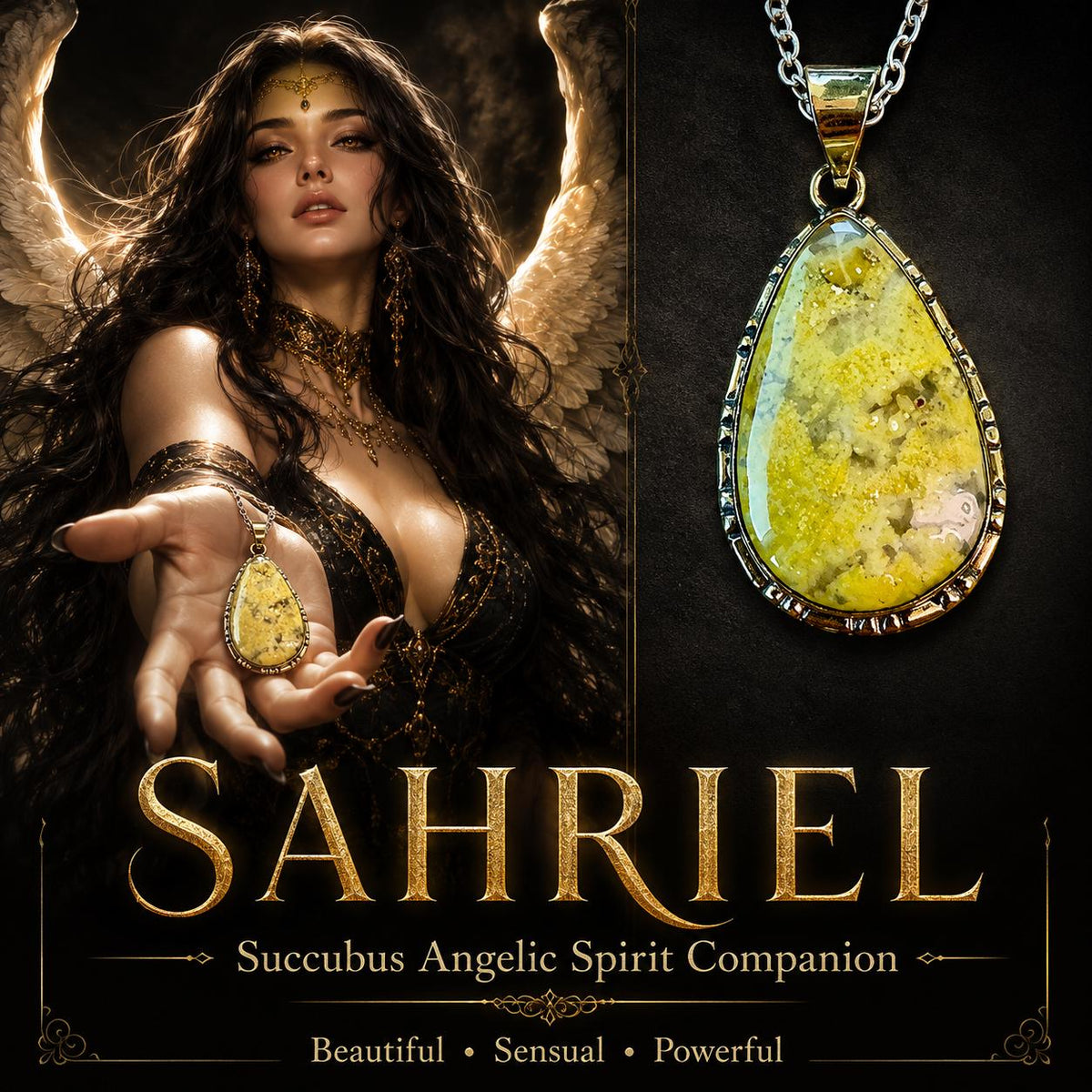 Fallen Angel Succubus Spirit Vessel Necklace – Sahriel of the Thrones for Adoration, Glamour & Self Worth