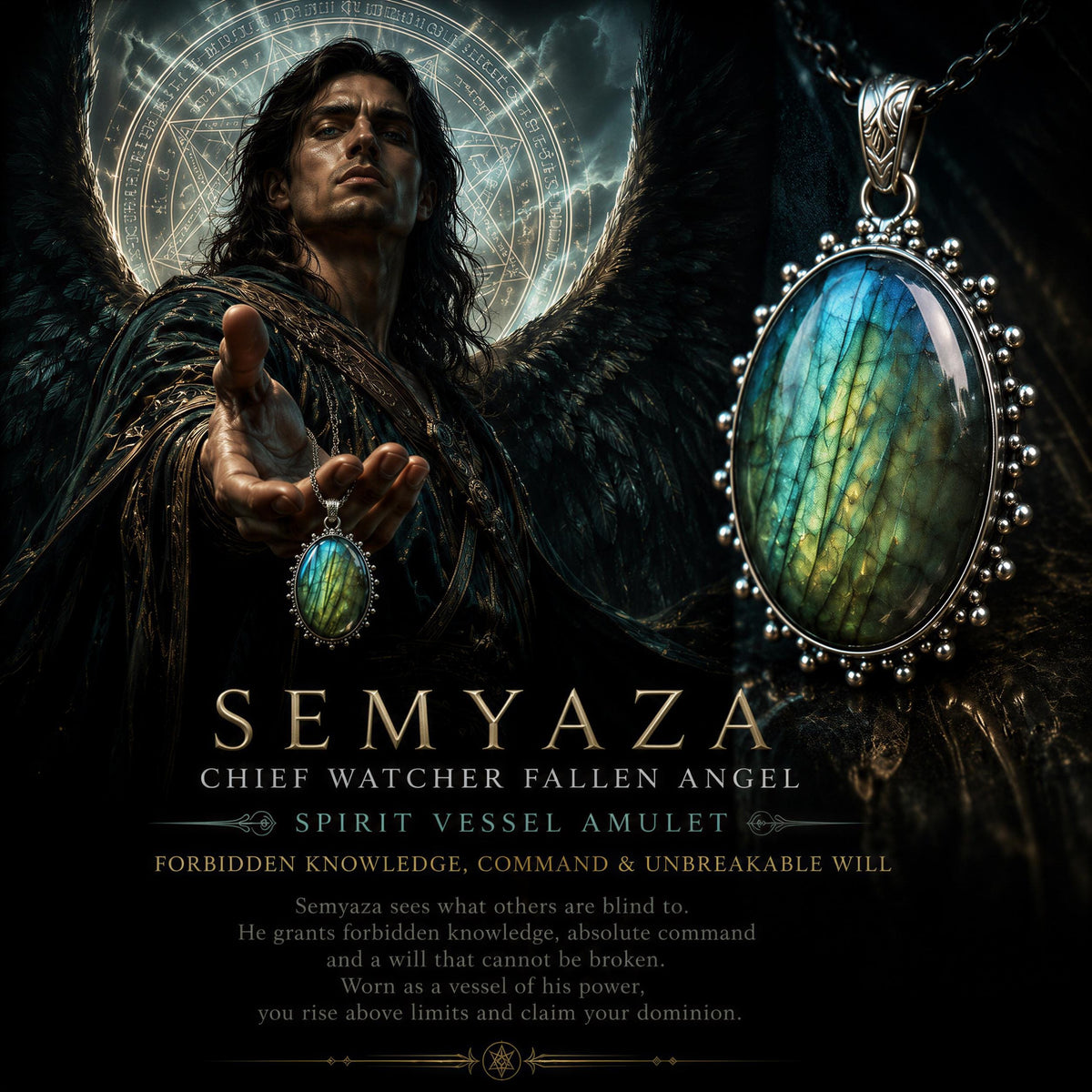 Semyaza Chief Watcher Fallen Angel Spirit Vessel Amulet · Forbidden Knowledge, Command & Unbreakable Will