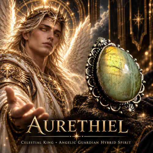 Aurethiel Angelic Guardian King Ring · Hybrid Celestial Spirit Vessel · Protection Magick, Command, Wisdom