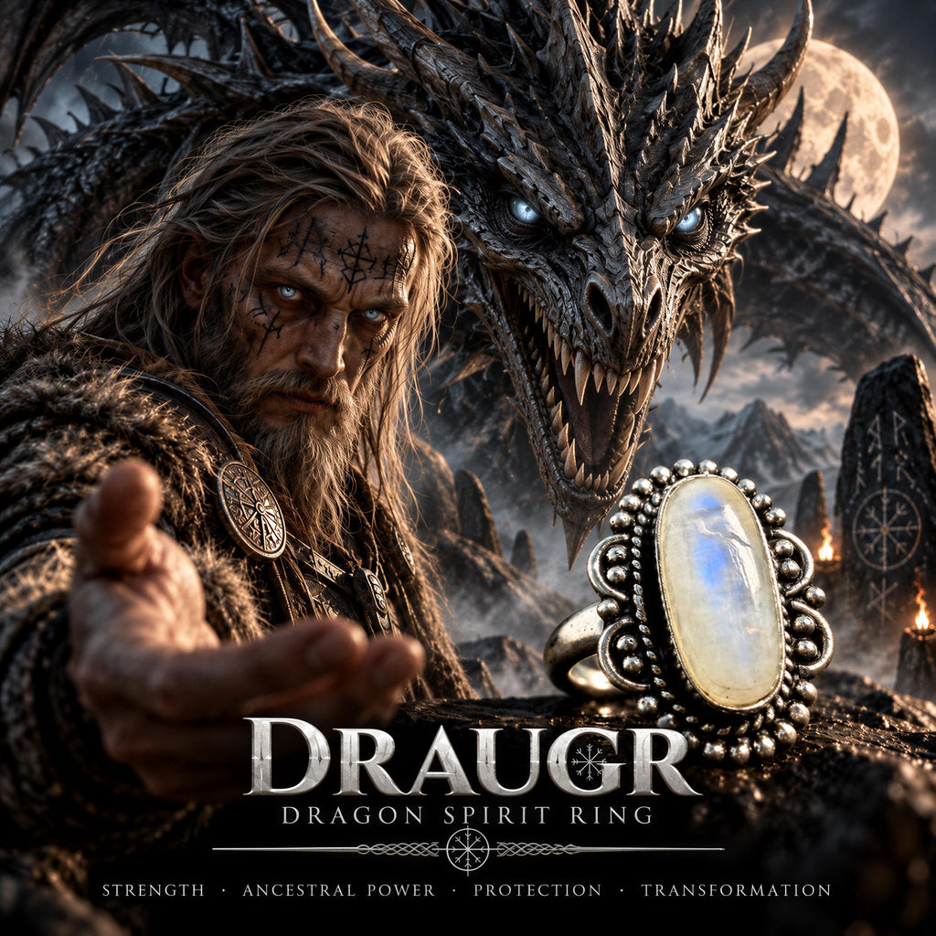 Draugr Norse Dragon Spirit Ring · Mound Wealth Guardian Spirit Vessel · Territory, Treasure, Endurance, Defiance & Ances