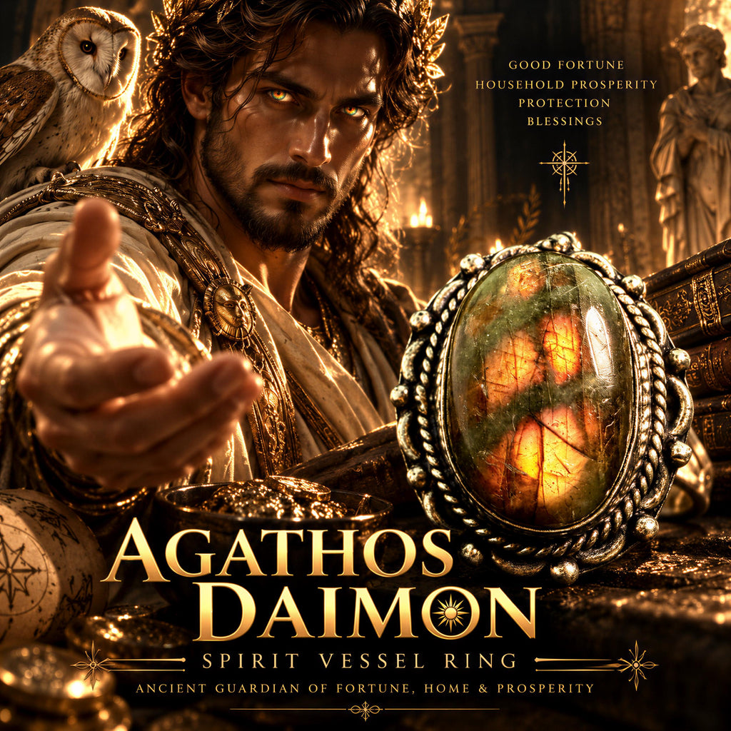 Agathos Daimon Ring · Greco-Egyptian Household Guardian Spirit Vessel · Protection, Prosperity, Stewardship & Good Fortu