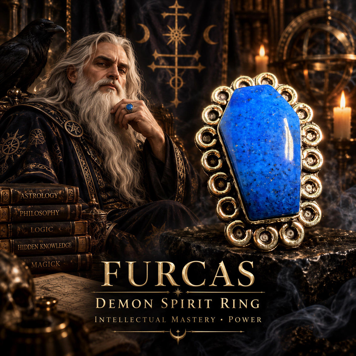 Furcas Goetia Knight Ring · Philosophy, Logic, Rhetoric, Astronomy, Palmistry & Divination · Spirit Vessel