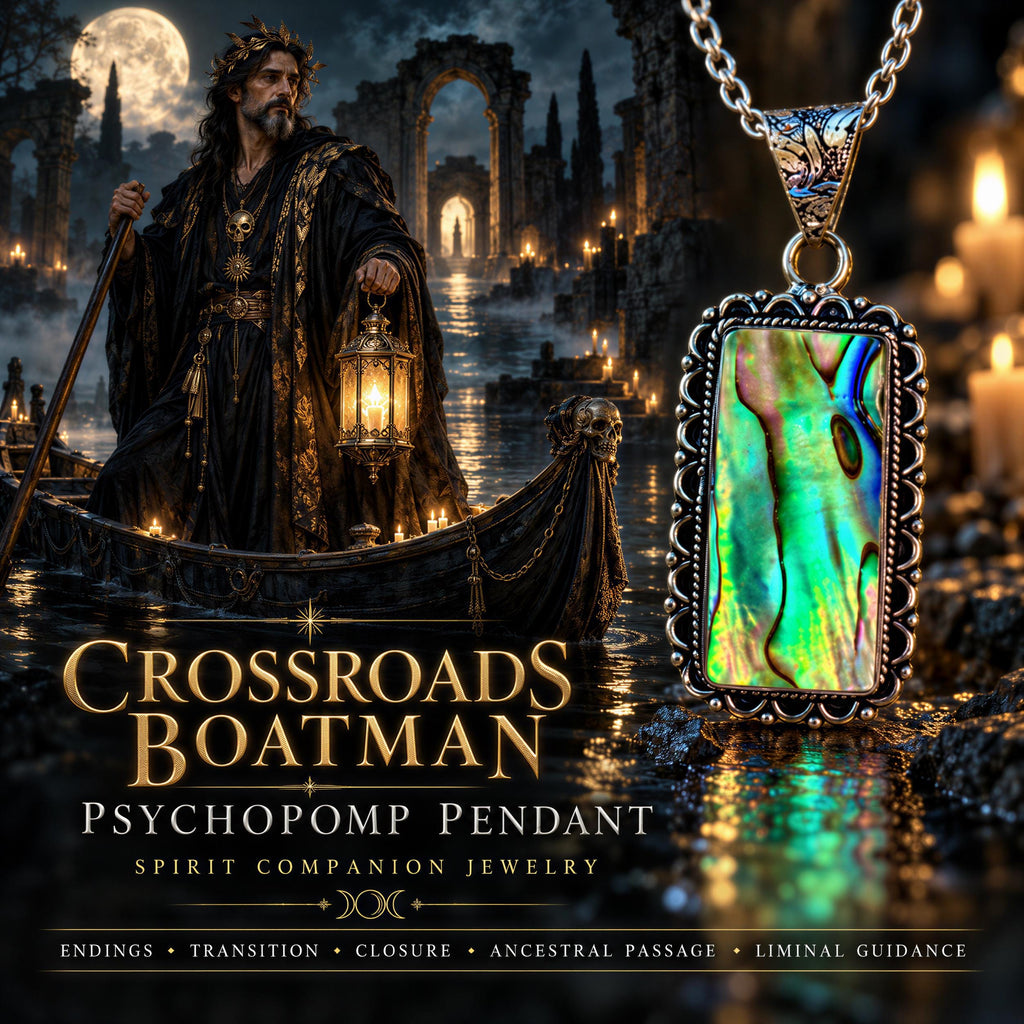 Crossroads Boatman Psychopomp Pendant · Endings, Transition, Closure, Ancestral Passage & Liminal Guidance · Spirit Comp