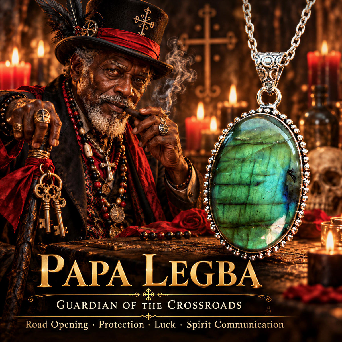Papa Legba Ring Haitian Vodoo Amulet Lwa Talisman · Crossroads, Road Opening, Communication & Gateways