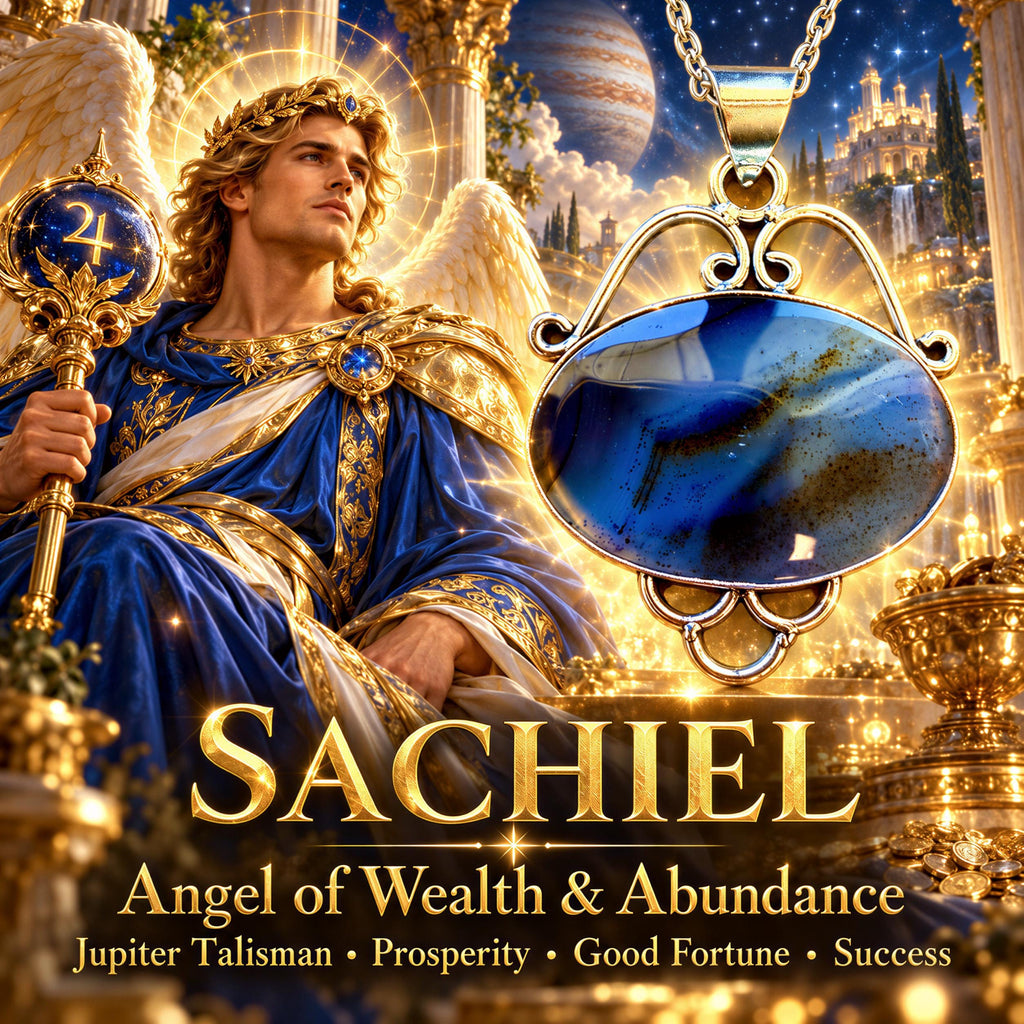 Archangel Sachiel Pendant · Angel of Wealth & Abundance · Jupiter Talisman for Prosperity, Good Fortune, Success, Divine