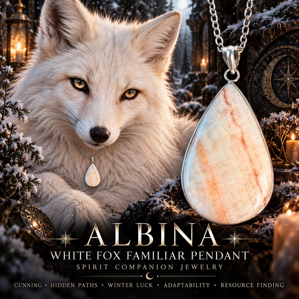 Albina White Fox Familiar Pendant · Cunning, Hidden Paths, Winter Luck, Adaptability & Resource Finding · Spirit Compani