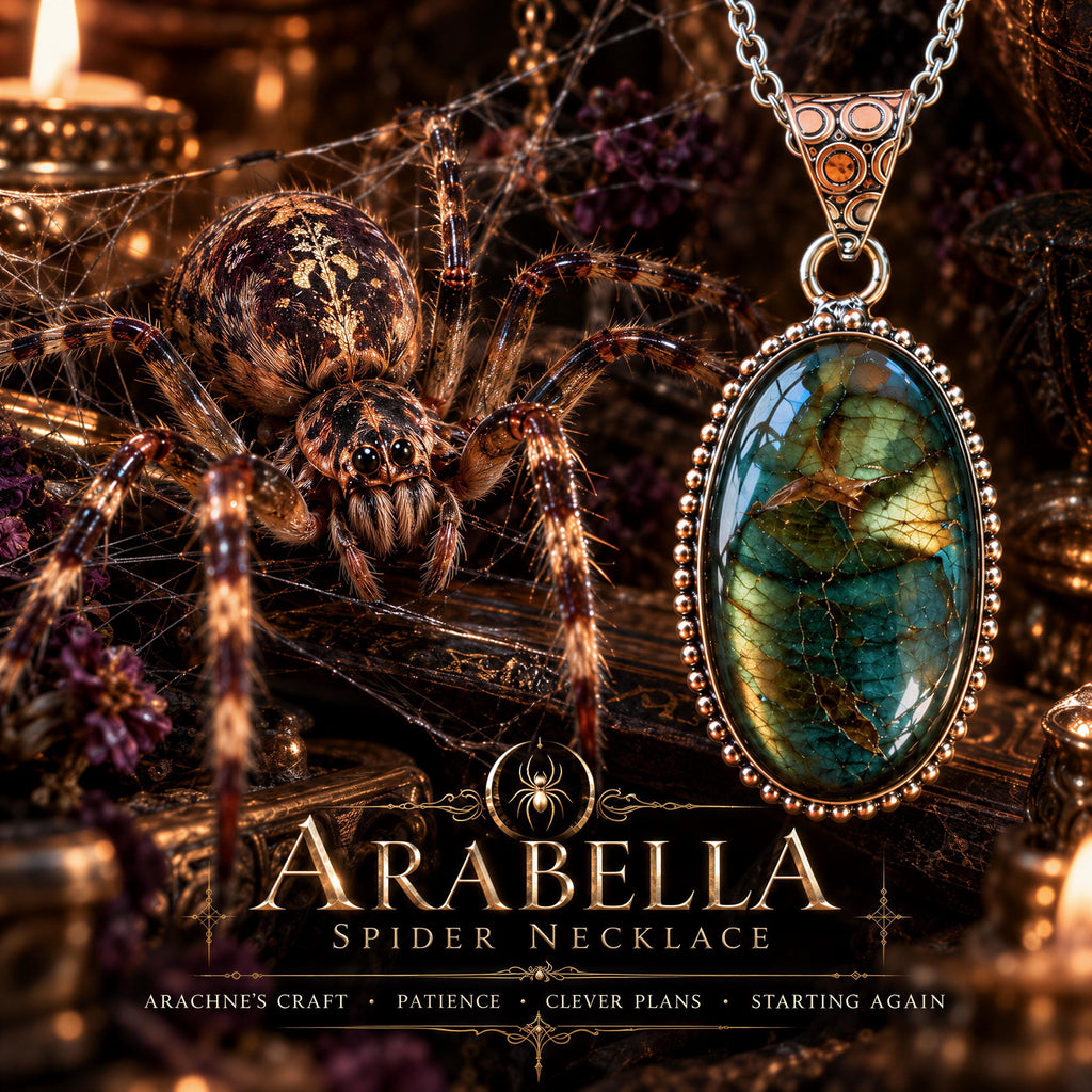 Arabella Spider Necklace · Witch's Weaver Familiar Spirit Companion · Arachne's Craft, Patience, Clever Plans & Starting