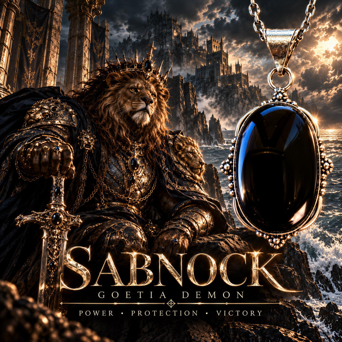 Sabnock - Ars Goetia Spirit Vessel · Fortress Protection Amulet, Boundaries, Defense & Familiar Guidance