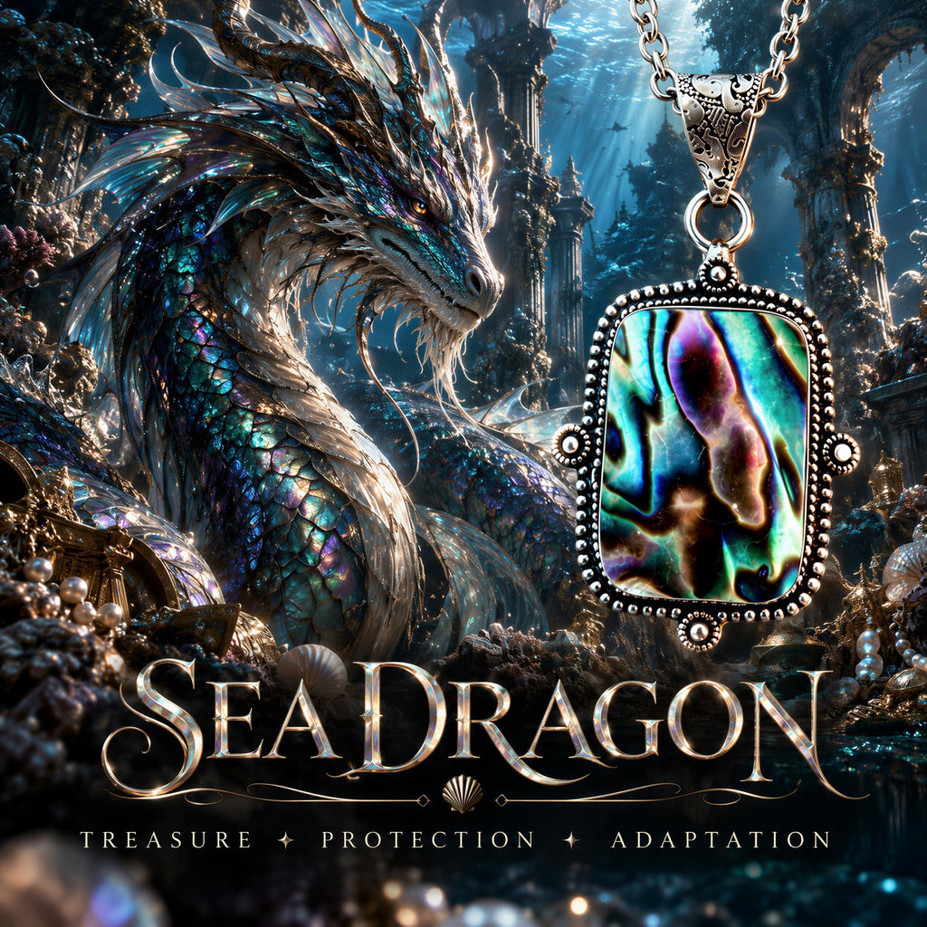 Sea Dragon Abalone Pendant · Water Dragon Ritual Jewelry · Protection, Prosperity, Treasure, Adaptation & Emotional Stre