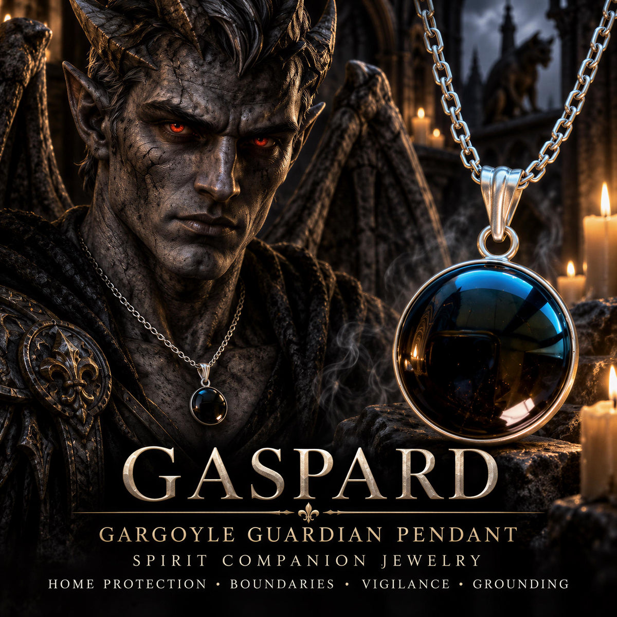 Gaspard Gargoyle Guardian Pendant · Home Protection, Boundaries, Vigilance & Grounding · Spirit Companion Jewelry